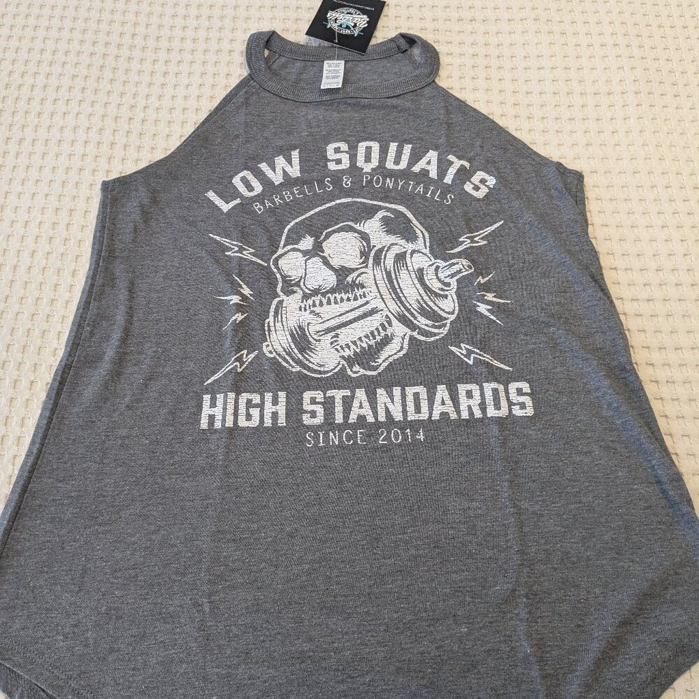 Barbells And Ponytails "Heavy Metal" Flowy High Neck Tank Top NEW SZ S